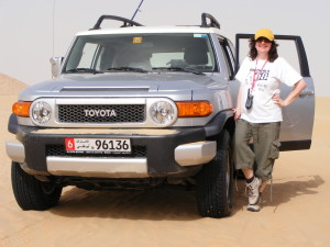 The Desert Diva beside her FJ Cruiser