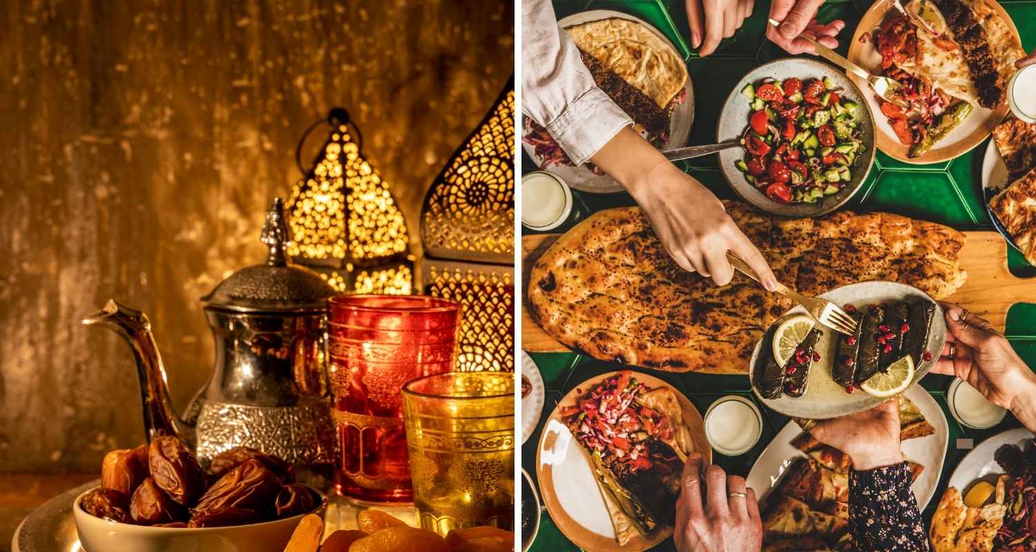 A picture of typical Iftar food served during Ramadan