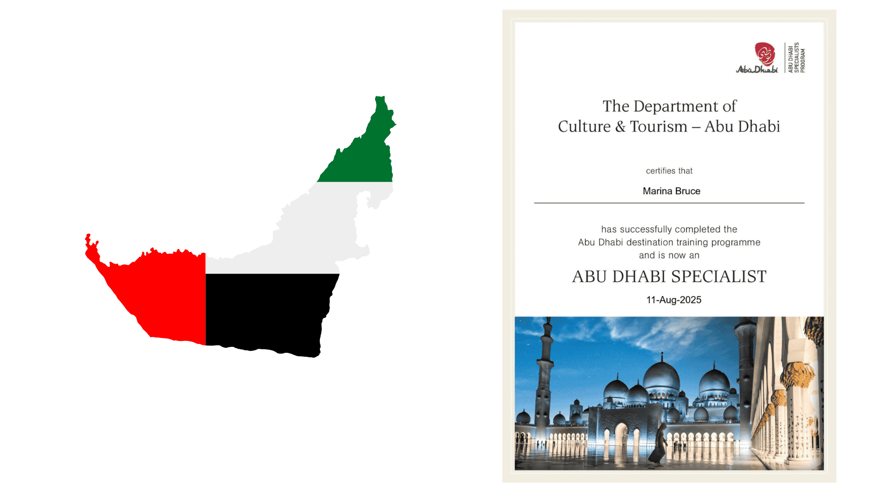 UAE map and UAE Tourism certificate