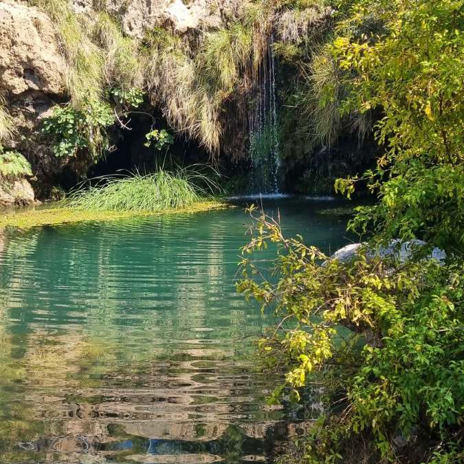 waterfall and green pond