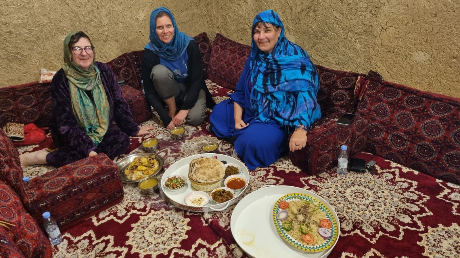 Dinner  in Madinah showing respectful dress in Saudi's second Holy City
