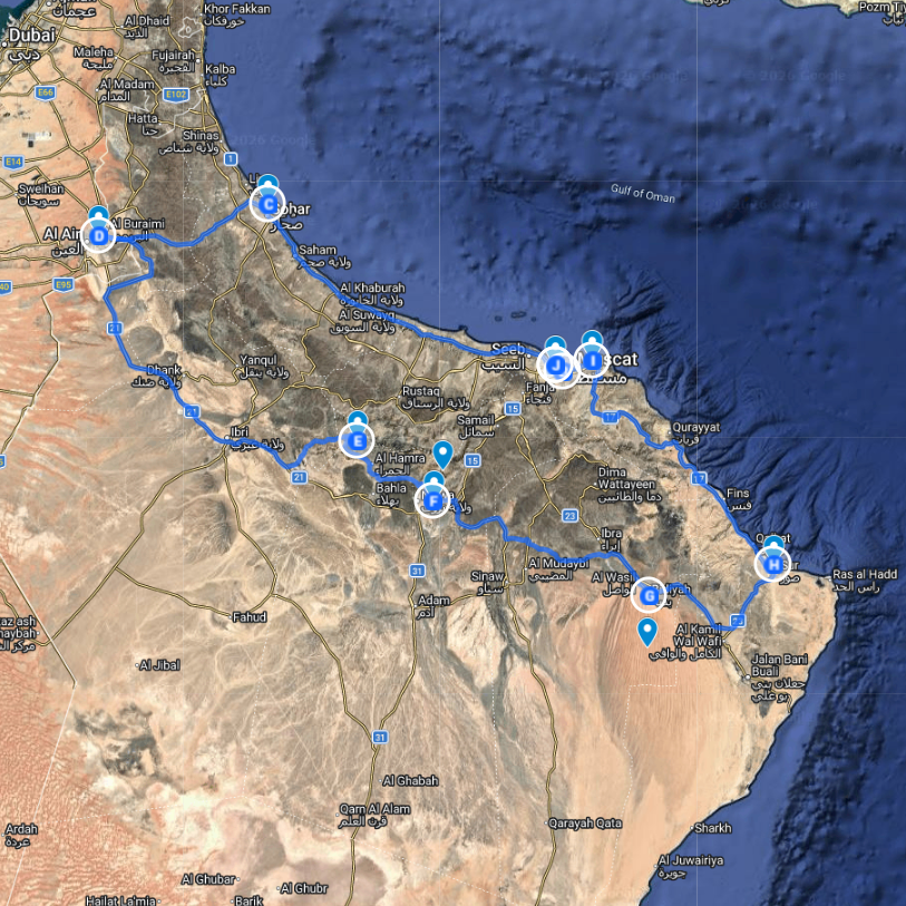 map of epic oman route